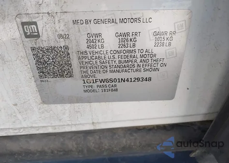 2022 Chevrolet Bolt Ev Fwd 1Lt z USA, uszkodzony, nr VIN 1G1FW6S01N4129348